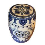 LR - Porcelain Blue and White Garden Stool with Scenic Motif
