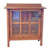 DR - Mission Style Solid Oak Glass Display Cabinet