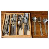K - The Main Course Stainless Steel Flatware Set with Holder - 58 Pieces