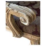 LR - Ornate Upholstered Accent Chair with Carved Back and Arms