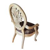 LR - Ornate Upholstered Accent Chair with Carved Back and Arms