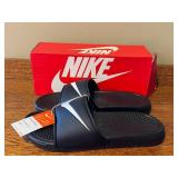 LR - Nike Benassi Swoosh Slide Sandals Black/White Size 11 with Box