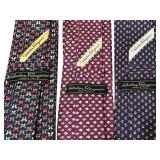 Set of 3 Salvatore Ferragamo Silk Ties with Novelty Patterns