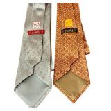 Set of 2 Hermes Paris Silk Ties with Patterned Designs
