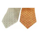 Set of 2 Hermes Paris Silk Ties with Patterned Designs