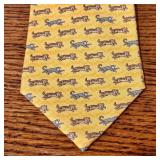 Hermes 100% Silk Yellow Tie with Tigers and Monkeys Motif