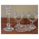 LR - Sudety Crystal Candle Holder Set with Leaf Dish
