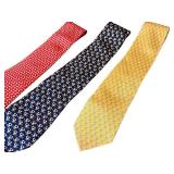Set of 3 Salvatore Ferragamo Silk Ties with Animal & Bird Patterns