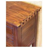 LR - Wooden Accent Table / File Box with Hinged Lid and Carved Panels