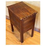 LR - Wooden Accent Table / File Box with Hinged Lid and Carved Panels