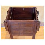 LR - Wooden Accent Table / File Box with Hinged Lid and Carved Panels