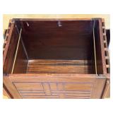 LR - Wooden Accent Table / File Box with Hinged Lid and Carved Panels