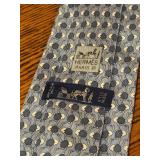 Hermes Paris 100% Silk Brown Cat and Mouse Print Tie