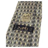 Hermes Paris 100% Silk Tie Made in France Ostrich Pattern / Hermes Silk Tie 5395