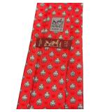 Hermes Paris 100% Silk Hippo Print Red Necktie / Hermes Silk tie 5195