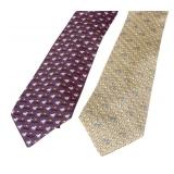Set of 2 Hermes Silk Ties with Duck Pattern Designs
