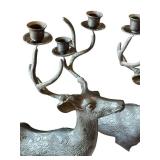 LR - Pair of Silver Tone Metal Reindeer Candle Holders