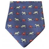 Hermes Paris Silk Tie with Horse and Rocking Horse Pattern