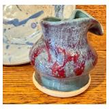 LR - Handcrafted Pottery Set with Teapot, Cup, Plate and Small Pitcher