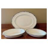Wedgwood Amherst Bone China Serving Set with 14" Platter and 2 Bowls