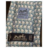 Hermes Paris 100% Silk Tie Blue Dolphin Pattern / Hermes Silk Tie 605791