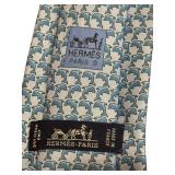 Hermes Paris 100% Silk Tie Blue Dolphin Pattern / Hermes Silk Tie 605791