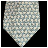 Hermes Paris 100% Silk Tie Blue Dolphin Pattern / Hermes Silk Tie 605791