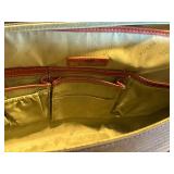 Bosca Leather and Canvas Messenger Briefcase with Shoulder Strap