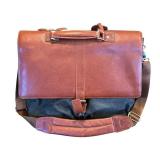 Bosca Leather and Canvas Messenger Briefcase with Shoulder Strap