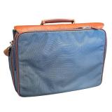 Bosca Leather and Canvas Messenger Briefcase with Shoulder Strap