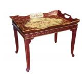 LR - Hand-Painted Decorative Tray Table with Bird Motif