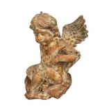 Vintage Cast Iron Garden Angel Statue with Weathered Patina