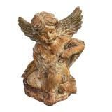 Vintage Cast Iron Garden Angel Statue with Weathered Patina
