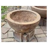 SY - Pair of Vintage Concrete Garden Planters on Pedestal Bases