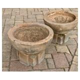 SY - Pair of Vintage Concrete Garden Planters on Pedestal Bases