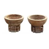 SY - Pair of Vintage Concrete Garden Planters on Pedestal Bases