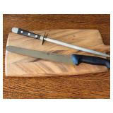 K - Ironwood Gourmet Cutting Board, Viking Honing Steel, and Zwilling Bread Knife Set