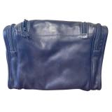 TUMI Black Leather Travel Toiletry Bag with Zipper Compartments