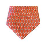 Hermes Red Silk Patterned Necktie with Interlocking Chain Design