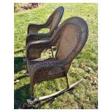 G - Pair of Wicker Style Rocking Chairs for Patio or Indoor Use