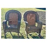 G - Pair of Wicker Style Rocking Chairs for Patio or Indoor Use