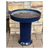 SY - Blue Ceramic Bird Bath with Decorative Bird Figures