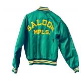 Vintage Saloon MPLS Green Satin Varsity Jacket Size M