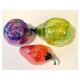 LR - Set of 3 Hand-Blown Art Glass Fruit Sculptures