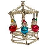 Vintage Glass Carousel Ornament with Colorful Clown Figures