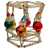 Vintage Glass Carousel Ornament with Colorful Clown Figures
