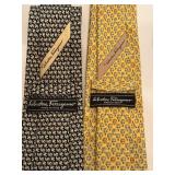 Pair of Salvatore Ferragamo Made in Italy Silk Ties with Animal Prints