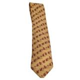Hermes Paris 100% Silk Tie Beige with Squirrel Pattern