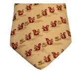 Hermes Paris 100% Silk Tie Beige with Squirrel Pattern