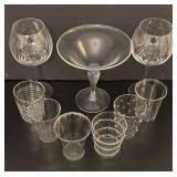 O - Set of Glass Compote Dish, Stemware and Assorted Glassware